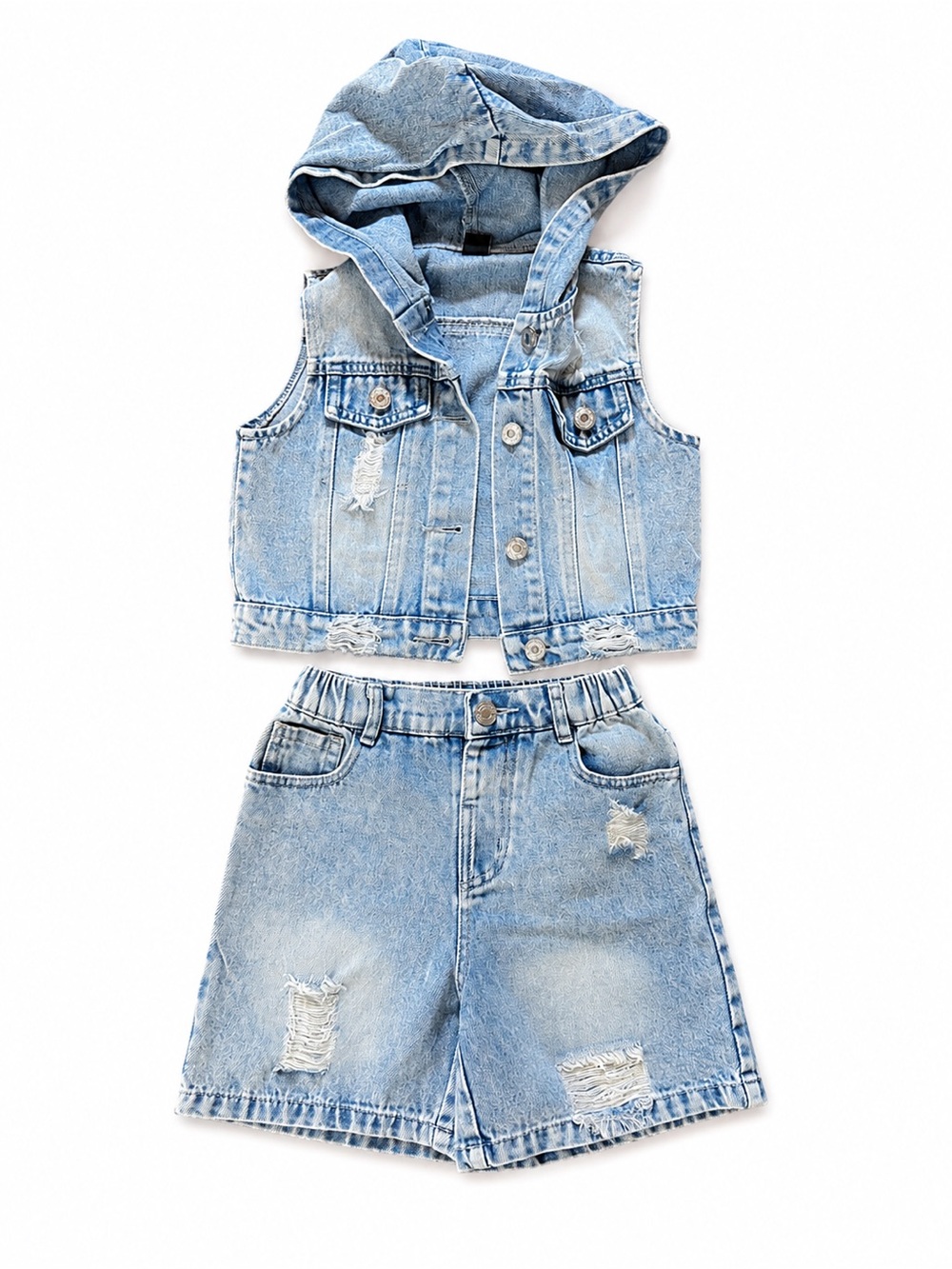 children's denim set shorts and vest 6 years A7 377